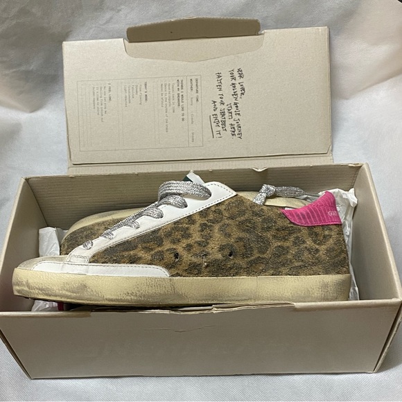 NIB Golden Goose Super-Star Leopard & Blue Glitter Star Sneaker, 37 - Picture 5 of 12